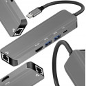HUB adaptér ART OEM-C15-1 5in1 USB-C stříbrný