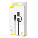 BASEUS CATLYW-01 Twins 2v1 Datový a nabíjecí kabel USB-C PD na USB-C/Lightning 60W, 1m, černý