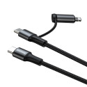 BASEUS CATLYW-01 Twins 2v1 Datový a nabíjecí kabel USB-C PD na USB-C/Lightning 60W, 1m, černý