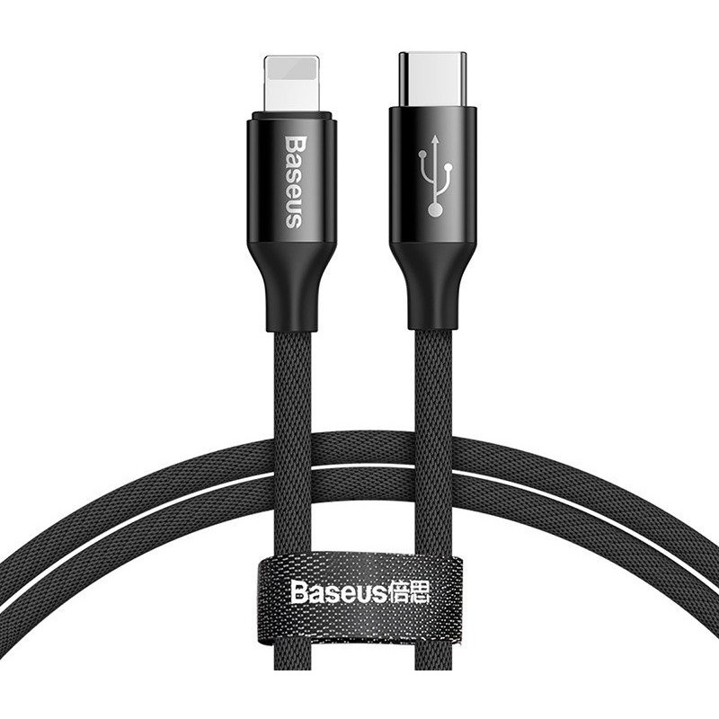 BASEUS CATLYW-C01 Yiven Vysoce odolný kabel USB-C/Lightning, 1m, černý