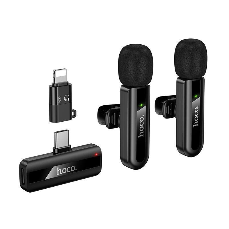 Mikrofon Hoco L20A pro Lightning / USB-C - černý