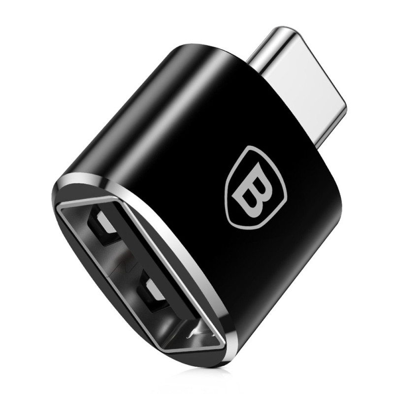 BASEUS CATOTG-01 Redukce OTG USB-C na USB-A s nabíjením až 12W, hliníková, černá