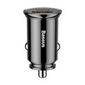 BASEUS CCAL-YS01 Circular 30W autonabíječka USB+USB-C PD QC3.0, černá