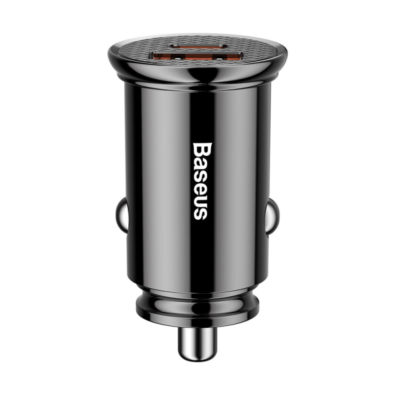 BASEUS CCAL-YS01 Circular 30W autonabíječka USB+USB-C PD QC3.0, černá