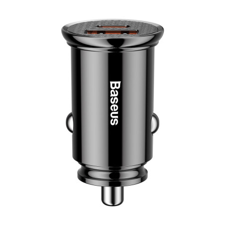 BASEUS CCAL-YS01 Circular 30W autonabíječka USB+USB-C PD QC3.0, černá