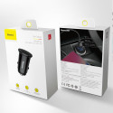 BASEUS CCAL-YS01 Circular 30W autonabíječka USB+USB-C PD QC3.0, černá