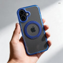 Kryt Frame Circle Stand pro iPhone 14 - tmavě modrý, MagSafe