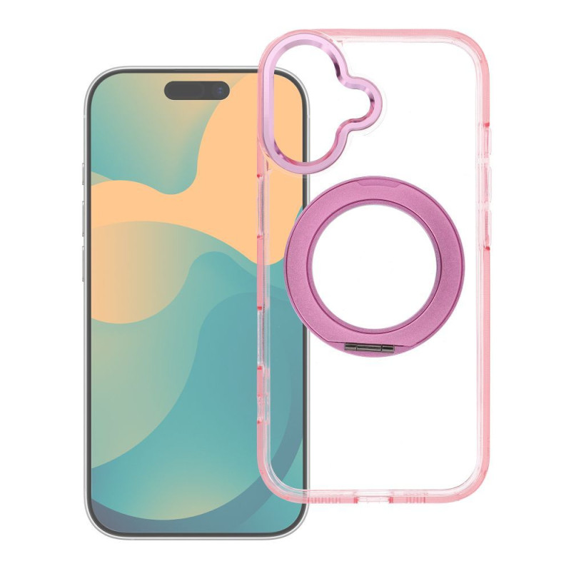 Kryt FRAME CIRCLE STAND MAG COVER pro iPhone 13 - růžový