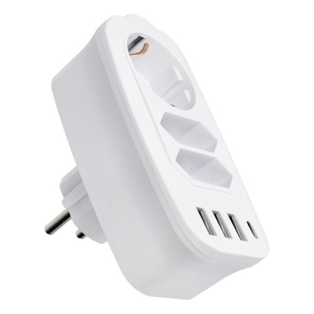 Zásuvková lišta E06 se 3 zásuvkami a USB-C, bílá