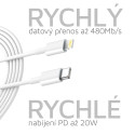 AG PREMIUM HD15 Kabel USB-C/Lightning pro Apple zařízení, délka 1m, bílý