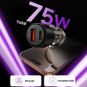 Tech-Protect CC03 2-portová autonabíječka USB-A / USB-C PD 75W, černá
