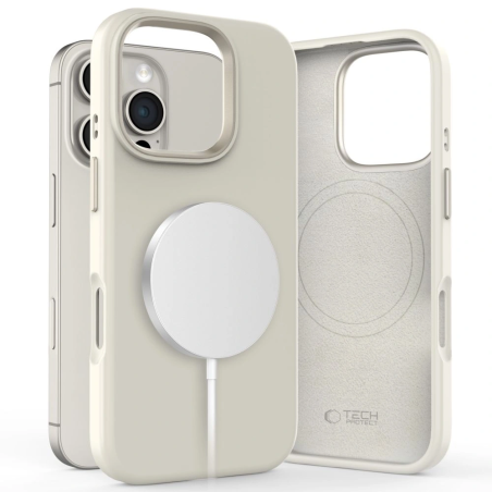 Tech-Protect Silicone Pure MagSafe pouzdro pro iPhone 16 Pro – Cosmic Latte
