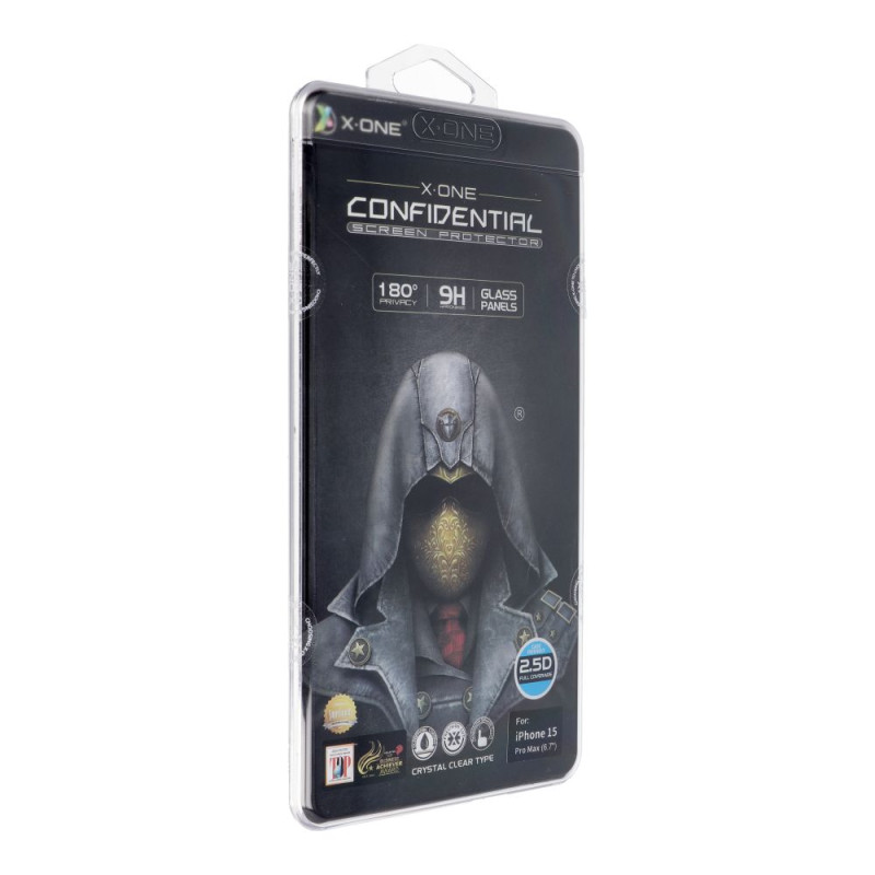 Ochranné sklo X-One Full Cover Extra Strong Privacy Full Glue pro iPhone 15 Pro Max (6,7")