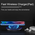 TECHSUIT CHWR031 Bezdrátová Qi nabíječka s USB-C konektorem a barevným osvětlením, 15W, černá