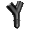 BASEUS CCALL-YX01 Duální autonabíječka Y-type, 2x USB + autozapalovač, černá