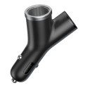 BASEUS CCALL-YX01 Duální autonabíječka Y-type, 2x USB + autozapalovač, černá