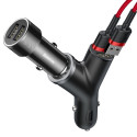 BASEUS CCALL-YX01 Duální autonabíječka Y-type, 2x USB + autozapalovač, černá