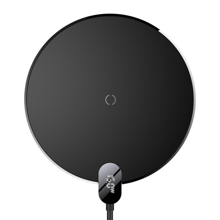 BASEUS CCED000001 Digital Led Display Gen2 Bezdrátová Qi nabíječka s USB-C konektorem, 15W, černá