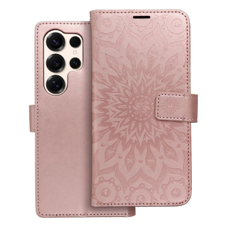 Pouzdro MEZZO Book pro Samsung Galaxy S25 Ultra – růžově zlaté