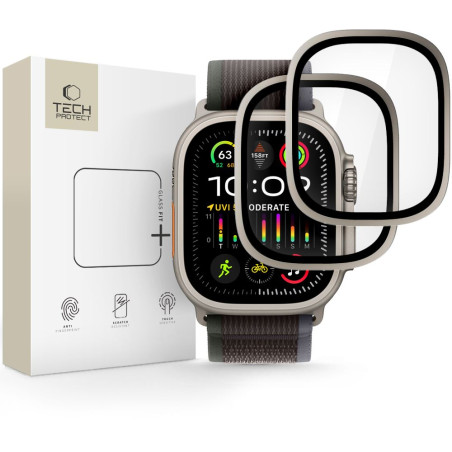 Tvrzené sklo Tech-Protect Glass Ring (2 ks) pro Apple Watch Ultra 1 / 2 (49 mm) – titanové