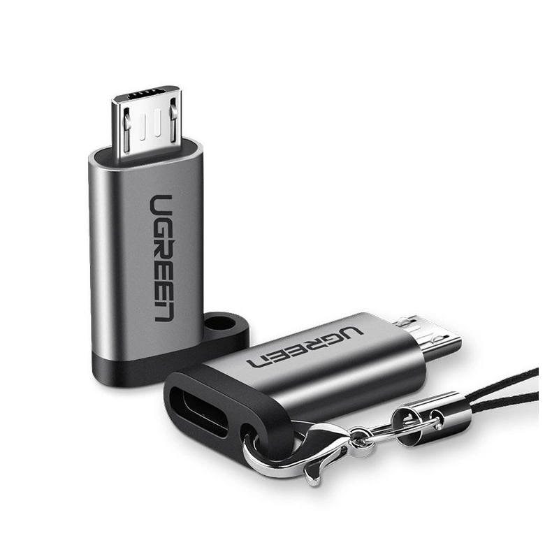 UGREEN 50590 Adaptér (redukce) Micro USB/USB-C s podporou datového přenosu, šedá