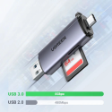 UGREEN 50706 Čtečka paměťových karet SD/MicroSD s USB/USB-C konektorem, vesmírně šedá