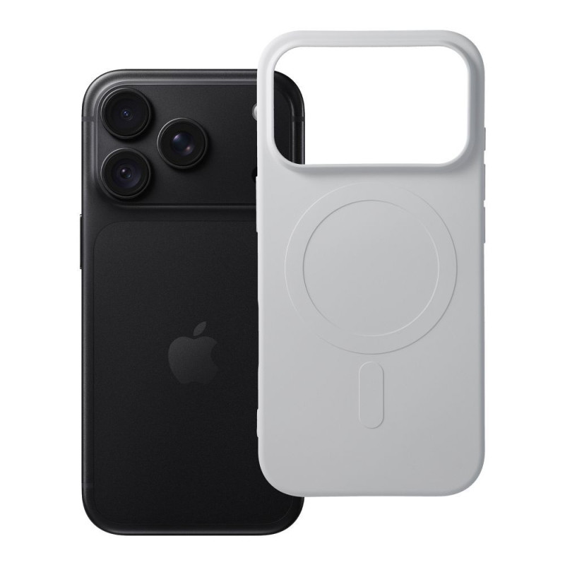 Pouzdro SILICONE MAG COVER MagSafe (big hole) pro iPhone 18 Pro / 17 Pro - stříbrné