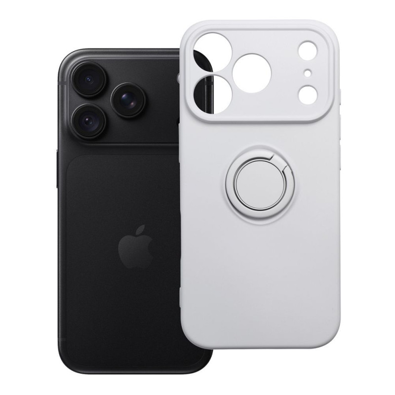 Kryt SILICONE RING pro iPhone 18 Pro - stříbrný
