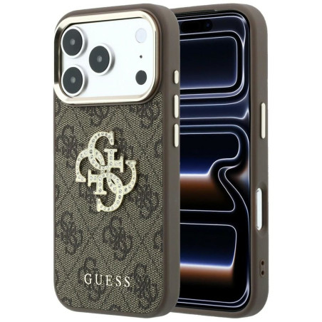 Kryt Guess 4G Big Strass pro iPhone 17 Pro hnědý