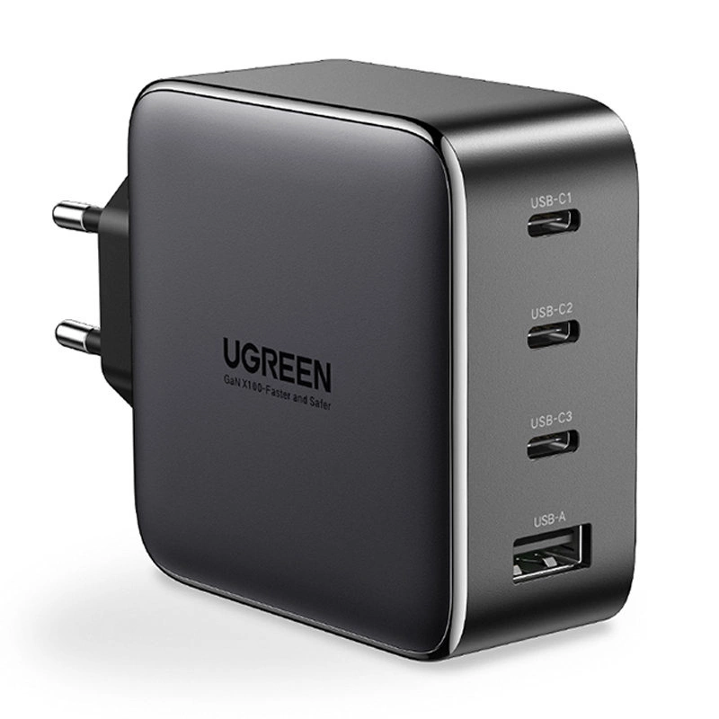 Ugreen GaN rychlonabíječka 3x USB Type C / USB Power Delivery 3.0 QuickCharge 4+ FCP SCP AFC 100W EU černá (CD226 40747)