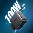 Ugreen GaN rychlonabíječka 3x USB Type C / USB Power Delivery 3.0 QuickCharge 4+ FCP SCP AFC 100W EU černá (CD226 40747)