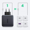 Ugreen GaN rychlonabíječka 3x USB Type C / USB Power Delivery 3.0 QuickCharge 4+ FCP SCP AFC 100W EU černá (CD226 40747)