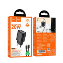 Nabíječka Hoco N60 20W USB-C PD + kabel 1 m černá