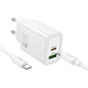 Nabíječka Hoco N63 30W USB-C a USB-A, bílá