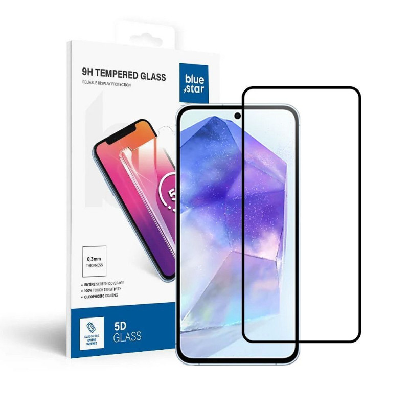 Ochranné sklo Blue Star 5D FULL GLUE pro Samsung Galaxy A55 5G / S25 FE / S26 FE - černé