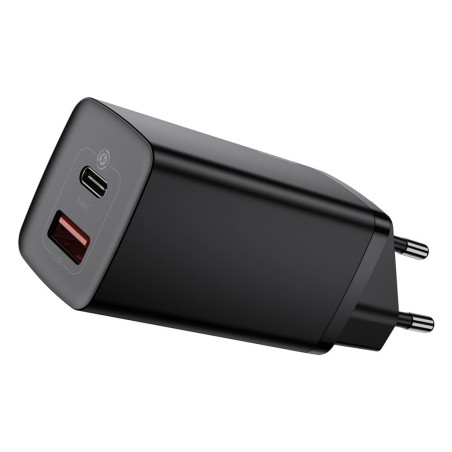 BASEUS CCGAN2L-B01 GaN2 Lite Dvouportová nabíječka USB + USB-C PD 65W, černá
