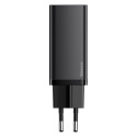 BASEUS CCGAN2L-B01 GaN2 Lite Dvouportová nabíječka USB + USB-C PD 65W, černá
