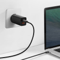 BASEUS CCGAN2L-B01 GaN2 Lite Dvouportová nabíječka USB + USB-C PD 65W, černá
