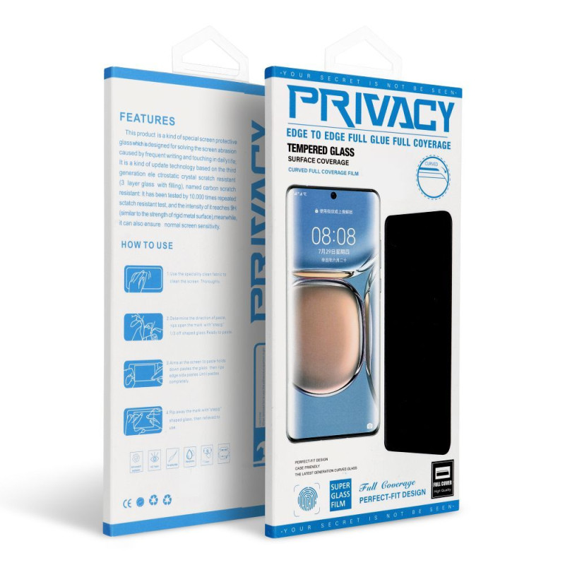 Ochranné sklo OG 6D PRIVACY pro Xiaomi Redmi Note 14 Pro 4G / Redmi Note 14 Pro 5G - černé