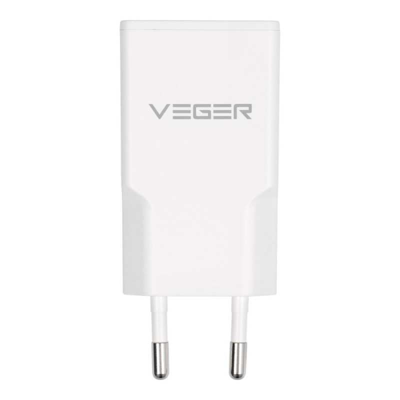 Nabíječka Veger 30W1A1C USB-A + USB-C PD 30W pro mobilní zařízení - bílá