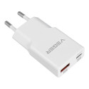 Nabíječka Veger 30W1A1C USB-A + USB-C PD 30W bílá