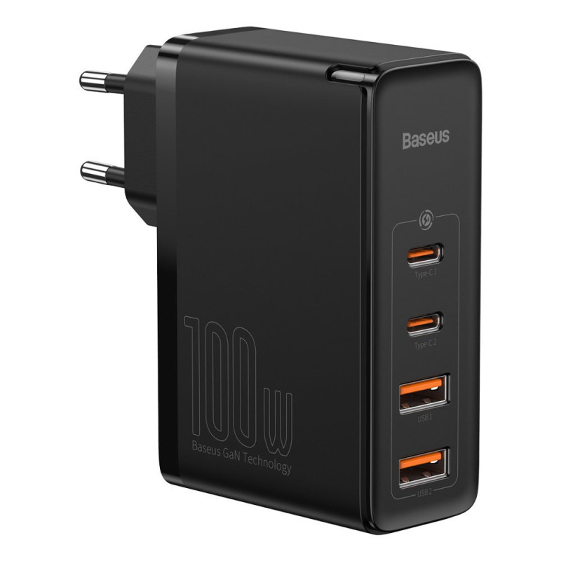 BASEUS CCGAN2P-L01 GaN Nabíječka 4v1 (2xUSB, 2x USB-C PD), výkon 100W, USB-C kabel, černá