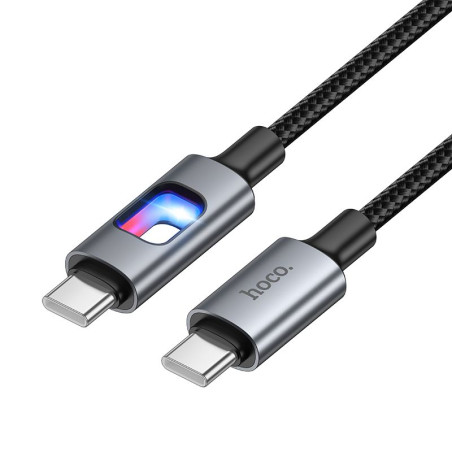Kabel Hoco U144 USB-C na USB-C 60W 1,2 m s LED - černý