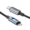 Kabel Hoco U144 USB-C na USB-C 60W 1,2 m s LED - černý