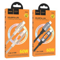 Kabel Hoco U144 USB-C na USB-C 60W 1,2 m s LED - černý