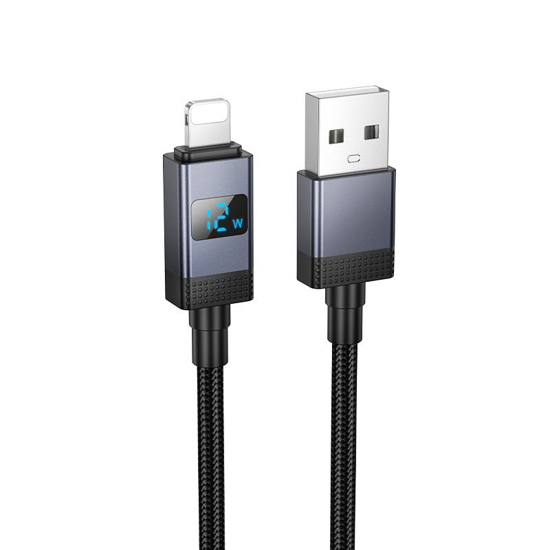 Kabel Hoco X118 1 m 2,4A s LED displejem pro Lightning - černý