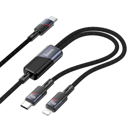 Kabel Hoco U139 2in1 USB-C + Lightning 100W 1,2 m černý