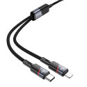 Kabel Hoco U139 2in1 USB-C + Lightning 100W 1,2 m černý