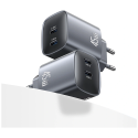 USAMS CC305 T66 – 45W GaN síťová nabíječka, 2× USB-C, matná černá