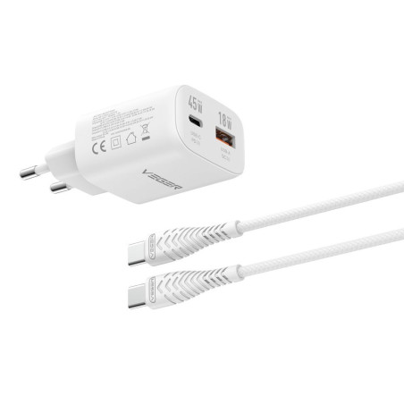 Nabíječka Veger TR101 PD 45W + kabel USB-C 100W bílá